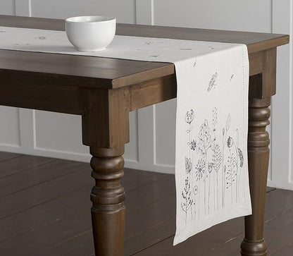 Maison d' Hermine Table Runner 100% Cotton Single Layer Table Runners 72 inches Long Decorative for Home Kitchen Dining Party Baby Shower Wedding Bridal Shower Spring Summer (Flore, 14.50" x 72")