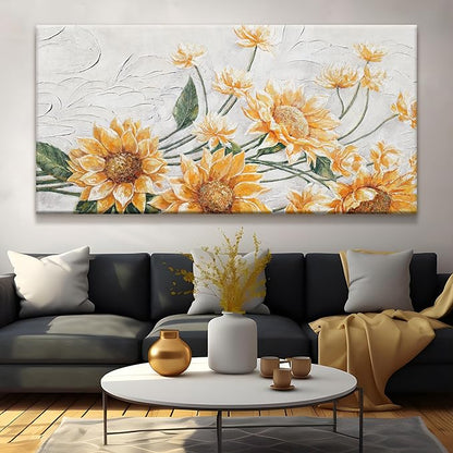 Suconvng Canvas Wall Art Living Room Home Wall Decor Modern Canvas Art Wall Decor 29x58 Inches Large Wall Art Elegant Sunflower Picture For Bedroom Dining Room Office Artwork