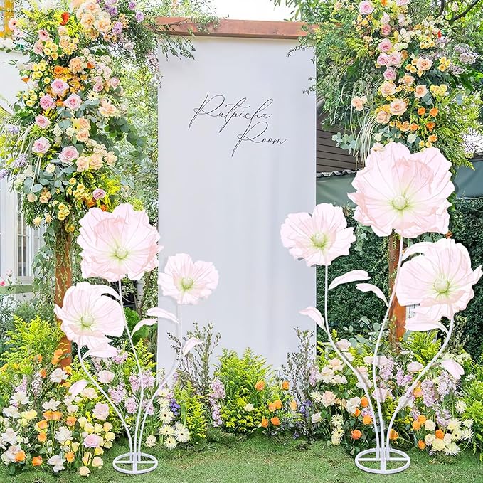 B-COOL Artificial Giant Flowers for Decoration: Pink Huge Flowers 5.58 ft Large Silk Flower Faux Floral for Wedding Reception Arrangements Photographic Props Party Background Decor