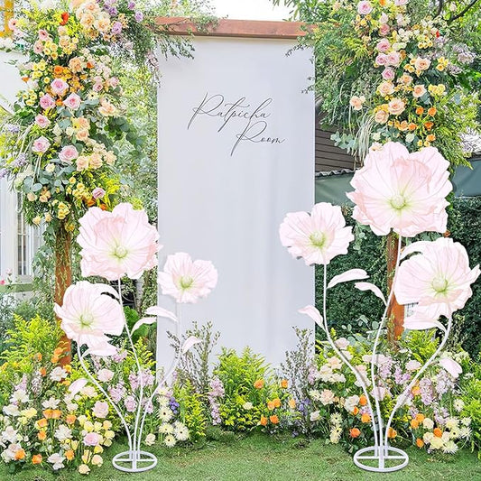 B-COOL Artificial Giant Flowers for Decoration: Pink Huge Flowers 5.58 ft Large Silk Flower Faux Floral for Wedding Reception Arrangements Photographic Props Party Background Decor