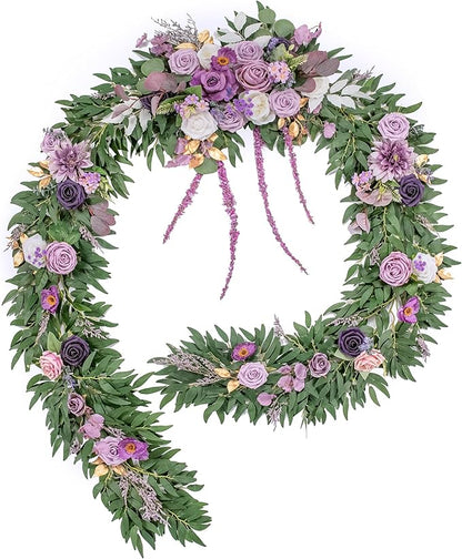 9FT Wedding Arch Flower Garland, Handmade Wedding Table Decorations,Head Table Floral Decor for Noble and Charming Wedding Ceremony