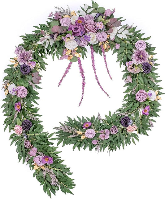 9FT Wedding Arch Flower Garland, Handmade Wedding Table Decorations,Head Table Floral Decor for Noble and Charming Wedding Ceremony