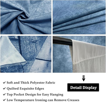 Professional Abstract Portrait Photography Backdrop,Wall with Wood Floor Backdrop for Kids Photography Baby Newborn Cake Smash Photo Shoots Hypoallergenic Fabric Photography Props-Blue-8x12ft,No Stand