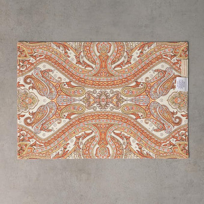 Maison d' Hermine Placemats Set of 4 100% Cotton Washable Cloth Place Mats, Reusable Table Mats for Thanksgiving Christmas Decorations Kitchen Dining Party Wedding (Kashmir Paisley, 13" x 19")