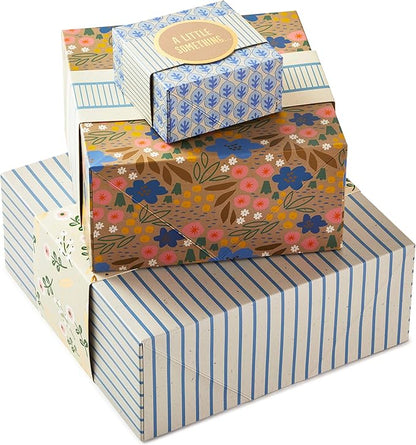 Hallmark Gift Boxes 3-Pack Assorted Sizes (Flowers and Stripes) for Birthdays, Bridal Showers, Mother's Day, Best Friends, Gifts for Her, Wrapped Treats and Cookies