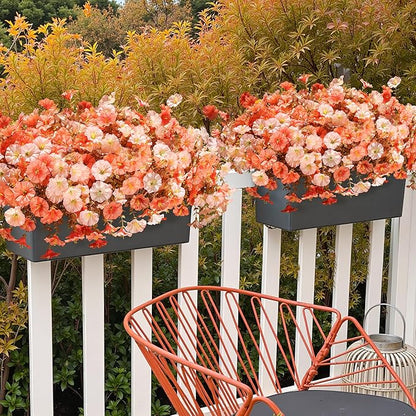 Artificial Mums for Outdoors Fake Fall Flowers Plants for Autumn Decoration, 12 Bundles Silk Morning Glory with Eucalyptus Look Real UV Resistant Faux Mums for Outside Planters Yard Patio Porch, Mix