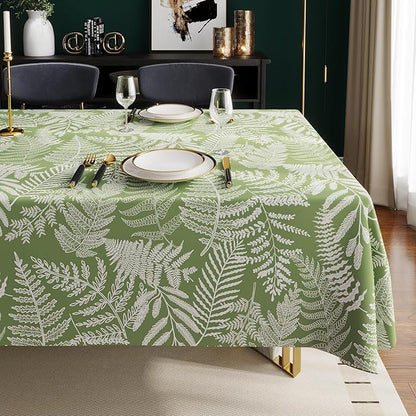 Rectangle Table Cloth,100% Waterproof Tablecloth Oil Proof Spill Proof Vinyl Table Cloth, Wipe Clean Plastic Table Cover for Dining, Camping, Indoor and Outdoor 52" x 70",Green Leaves