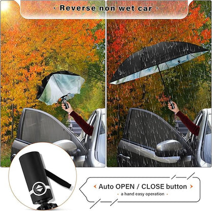Automatic Folding Umbrella Windproof Strong, UV Protection Compact Floral Hydrangea Hummingbird Sun Rain Sun Rain Travel Umbrellas for Women Men