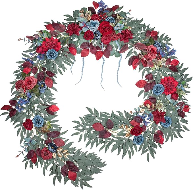 9FT Wedding Arch Flower Garland, Handmade Wedding Table Decorations,Head Table Floral Decor for Noble and Charming Wedding Ceremony