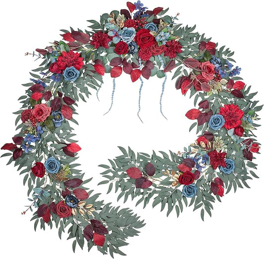 9FT Wedding Arch Flower Garland, Handmade Wedding Table Decorations,Head Table Floral Decor for Noble and Charming Wedding Ceremony