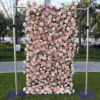 Artificial Flower Wall Panel 4×8 ft (1.2×2.4 m), Realistic Artificial Blooms, Photo-Ready Backdrop for Wedding, Parties & Photo Booth, Assembly-Friendly (Panel Only)
