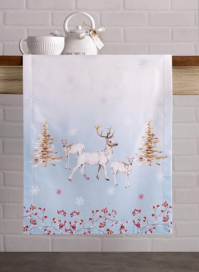 Maison d' Hermine Table Runner 100% Cotton Single Layer Table Runners 48 inches Long for Thanksgiving Christmas Decorations Home Kitchen Dining Party Wedding (Fairy Tale Forest, 14.5" x 48")