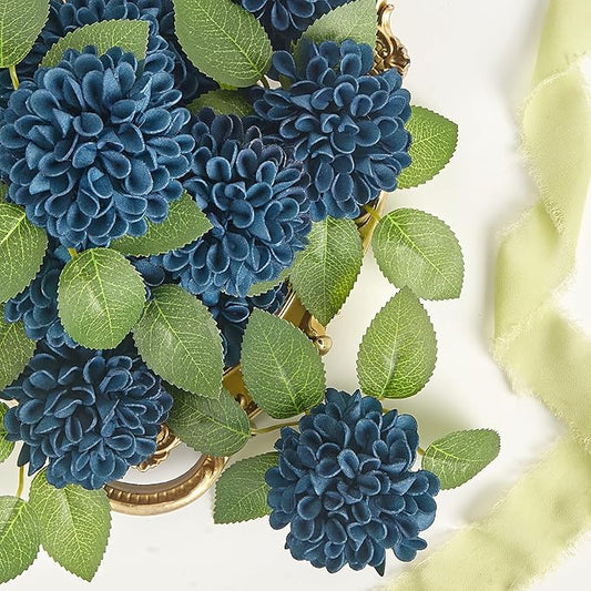 Artificial Flowers, 25pcs Artificial Rose for DIY Wedding Bouquets Centerpieces Arrangements, Navy Blue Dahlia Flowers with Stems for Bridal Shower Party Home Decoration