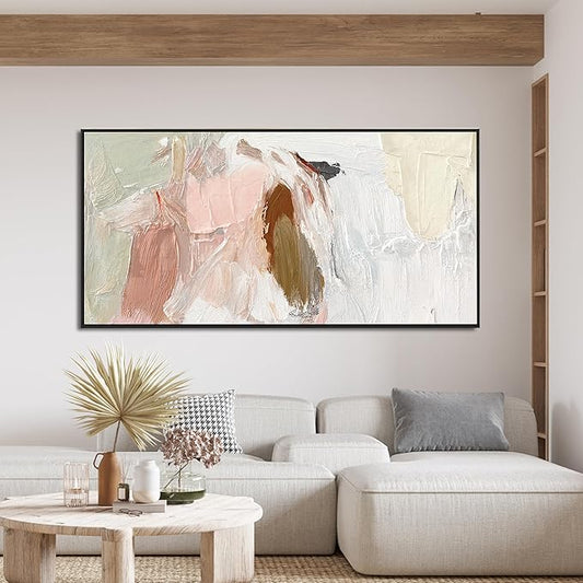 Canvas Wall Art Decor Large Abstract Wall Art Prints Wall Art Pictures For Living Room Framed Pink and White Wall Art Decorations Abstract Canvas Art Wall Decor Home Office Aesthetic Decor 29"x58"