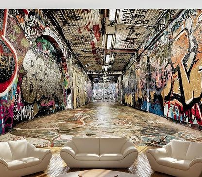 Cliouar-Graffiti on The Underground Crosswalk in The Tunnel Peel and Stick 90" x 67"
