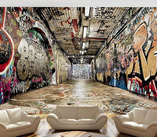 Cliouar-Graffiti on The Underground Crosswalk in The Tunnel Peel and Stick 137" x 102"