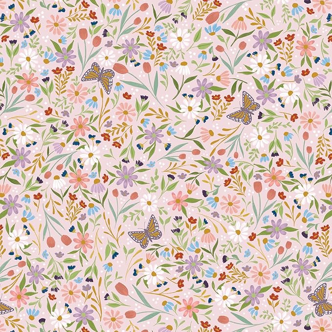 Jillson Roberts Bulk Gift Wrap, Everyday Gift Wrapping Supplies, Delicate Floral 1/2 Ream 417 feet x 30 inches