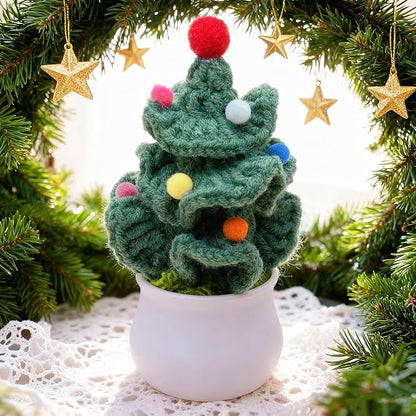 Handmade Crochet Christmas Tree - Cute Knit Mini Tabletop Decor, Sustainable Eco-Friendly Gift for Friends, Holiday Home & Office Decoration