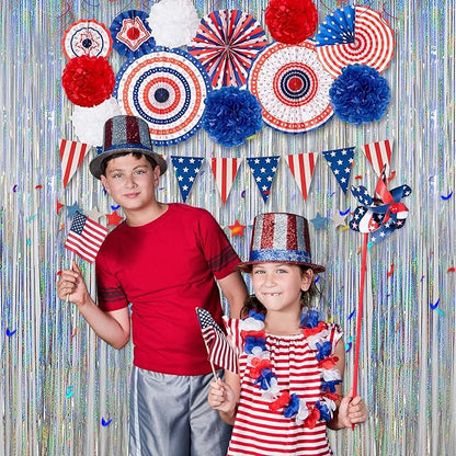 Melsan Christmas Party Decorations Foil Curtain, 2 Pack 3.2 ft x 8 ft Silver Tinsel Foil Fringe Backdrop, Sparkle Metallic Streamers for Disco Bachelorette Party Decorations, Silver Tinsel Backdrop