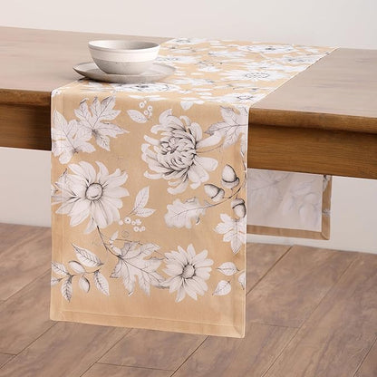 Maison d' Hermine Table Runner 100% Cotton Single Layer Table Runners 72 inches Long for Thanksgiving Christmas Decorations Home Kitchen Dining Party Wedding (Pretty Autumn, 14.5" x 72")