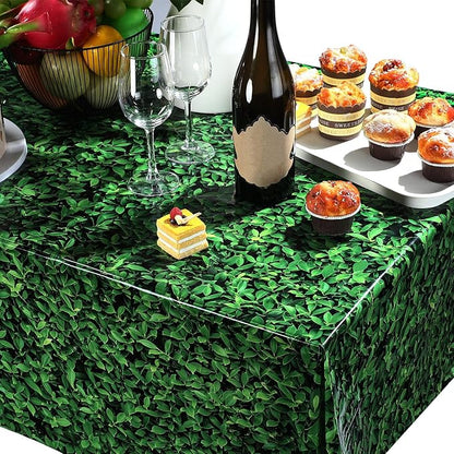 Tatuo 3 Pieces 54 x 108 Inches Jumbo Green Leaves Photography Leaf Backdrop 3D Waterproof Tree Leaves Background Photo Booth Prop Green Leaf Tablecloths for Baby Shower Birthday Party Decoration