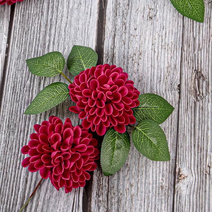 Artificial Flowers, 100pcs Artificial Rose for DIY Wedding Bouquets Centerpieces Arrangements, Hot Pink Dahlia Flowers with Stems for Bridal Shower Party Decoration