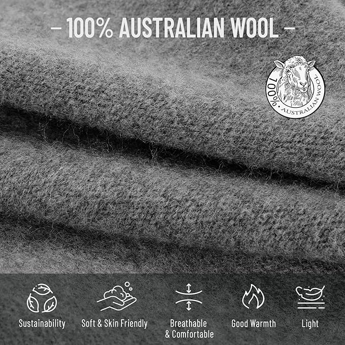 100% Wool Slouchy Beanie, Warm Beanie Hats for Women Breathable Knitting Skull Beanies Cap for Spring Fall Winter