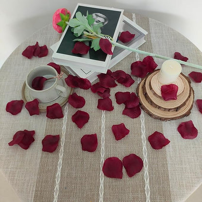 Separated 1000 PCS Artificial Burgundy Rose Petals for Romantic Night,Faux Wine Red Flower Petals for Flower Girl Weddings Valentine Day Party Romantic Decoration(Ready-to-use)