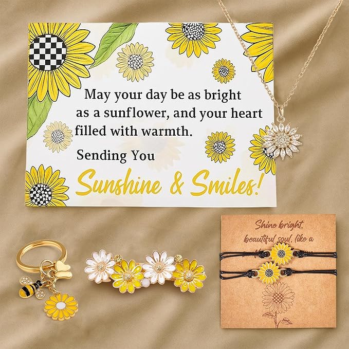 Andlane Sunflower Gifts for Women - Unique Gift Basket Set - Birthday Gifts for Women, Best Friend, or Sister - Sunshine Box Care Package, Get Well Soon, Thinking of You, Friendship Basket 18Pcs Large