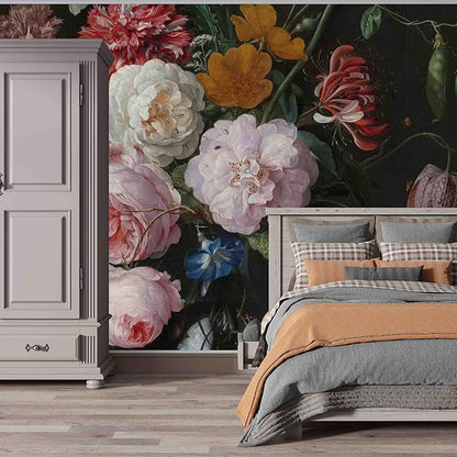 Wall Mural Peel and Stick Vintage Floral Mural- Thick Canvas Waterproof Wallpaper Art for Living Room Bedroom, Large Self-Adhesive Decor (Color-8, 137×98 inch)