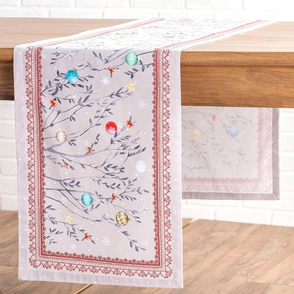 Maison d' Hermine Table Runner 100% Cotton Single Layer Table Runners 108 inches Long for Thanksgiving Christmas Decorations Home Kitchen Dining Party Wedding (Fairy Christmas, 14.5" x 108")