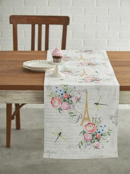 Maison d' Hermine Table Runner 100% Cotton Double Layer Table Runners 108 inches Long Decorative for Home Kitchen Dining Party Wedding Bridal Shower Spring Summer (Champ De Mars, 14.50" x 108")