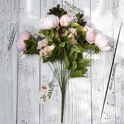 FiveSeasonStuff Vintage Artificial Peonies Silk Peony Flowers and Hydrangeas for Wedding Bridal Home Décor – Beautiful Floral Centerpiece Arrangement with 2 Bouquets (Mixed Pale Pink and Tawny Brown)