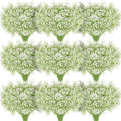 JIFTOK Babys Breath Artificial Flowers, 100 Pcs Fake Flowers Gypsophila Bouquet Fall Flowers Artificial for Decoration, Real Touch Silk Flower for Wedding Christmas DIY Party Home Garden Office(White)