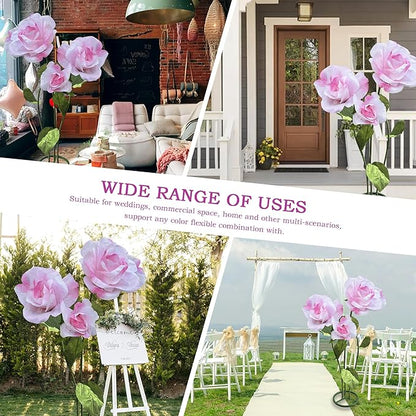 3pc Giant Flowers for Decoration - Indoor Outdoor Decor Huge Paper Flower, Realistic Faux Rose Flowers for Wedding, Birthday, Home Decor, Photography Props, Mall Display, Party Background Decor (Pink)