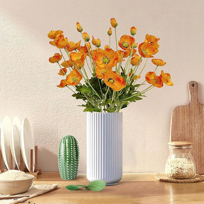 ATFL Orange Poppy Flowers Artificial for Wedding Decorations,12 Pcs Fake Faux Silk Poppies Bulk for Home Decor Table Centerpieces Floral Arrangement(23.5‘’, Orange)