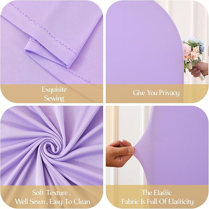 Rainbow Arch Backdrop Cover 8FT 7.2FT 6.6FT Stretchy Wedding Arch Covers Set of 3 Spandex Fitted Pink Blue Lavender Fabric Backdrop Cover for Party Baby Shower Birthday Decoration