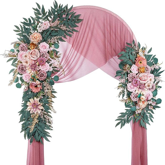 Wedding Arch Flowers, Artificial Flowers for Decoration, Large Flower Swag for Boho Styles Wedding Ceremony Floral Decor - Pack of 2