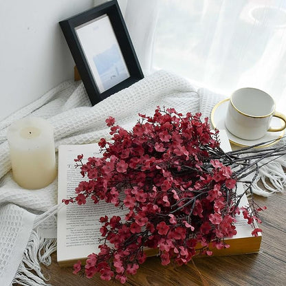 Mandy's Mauve Artificial Baby’s Breath European Flowers 6 Bundles Silk Gypsophila with Bendable Stems for Fall Thanksgiving & Christmas Centerpiece Wedding Decor and Table Arrangements
