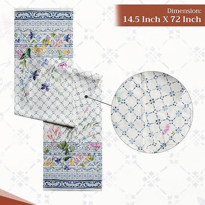 Maison d' Hermine Table Runner 100% Cotton Double Layer Table Runners 72 inches Long Decorative for Home Kitchen Dining Party Baby Shower Wedding Bridal Shower Spring Summer (Faience, 14.50" x 72")