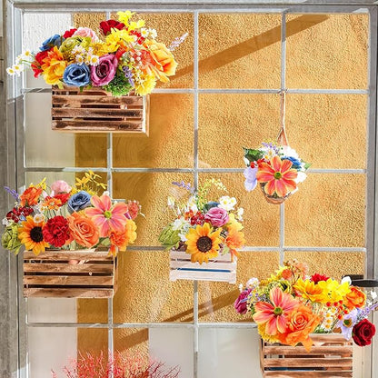 Artificial Flowers Combo Box, Fake Silk Foam Flower Mix with Wire Stem, DIY Wedding Bridal Bouquet Shower Party Home Décor (30-40 Pieces) (Rainbow)