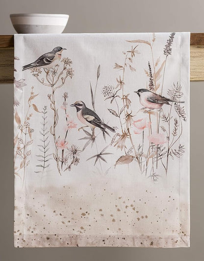 Maison d' Hermine Table runner 100% Cotton Single Layer Table Runners 72 inches long Decorative for Home Kitchen Dining Party Wedding Bridal Shower Spring Summer (Meadow Florals - Brown, 14.50" x 72")