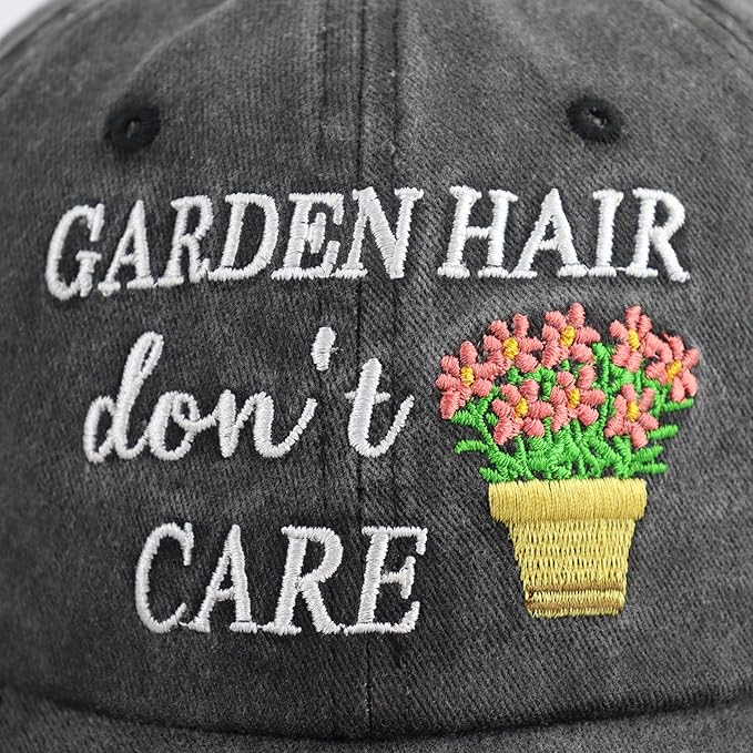 OASCUVER Garden Hair Don’t Care Hats for Women Mom, Adjustable Wash Cotton Embroidered Gardening Baseball Cap