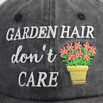 OASCUVER Garden Hair Don’t Care Hats for Women Mom, Adjustable Wash Cotton Embroidered Gardening Baseball Cap