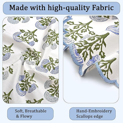 Ridhi Mughal Buta Blue Hand Block Print Cotton15 Inch Round Set of 4 Reusable Washable PlaceMats Kitchen Dining Thanksgiving Halloween Christmas Weddings Everyday Use