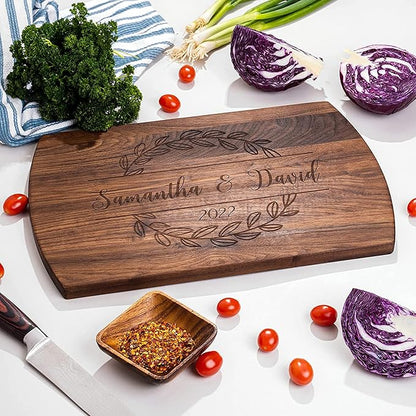 Blue Ridge Mountain Gifts Personalized Laser Engraved Wooden Cutting Board New Home Essentials - Customized Chopping Board for Weddings, Anniversaries, Birthdays - Unique Christmas Gift
