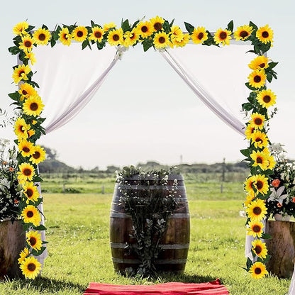 Uieke 3 Pack Artificial Sunflower Garland, 7.5ft/Strand Silk Sunflowers Hanging Vines Flowers with Green Leaves for Room Kitchen Garden Birthday Wedding Baby Shower Party Table Decor Large