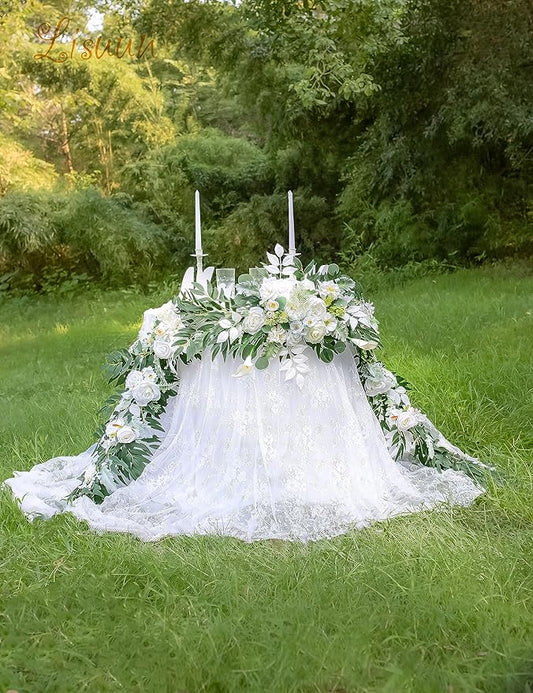 9FT Wedding Arch Flower Garland, Handmade Wedding Table Decorations,Head Table Floral Decor for Noble and Charming Wedding Ceremony