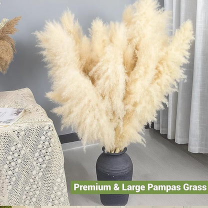 10 Stems 40" Tall Natural Dried Pampas Grass Decor, Large Tall Beige Pampas for Floor Vase, Arch, Farmhouse, Wedding, Party, Boho Home Decor Christmas