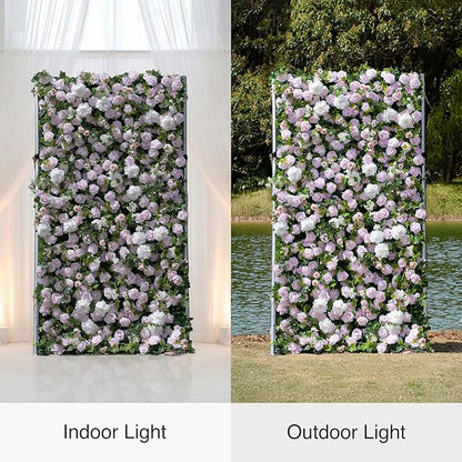 Artificial Luxury‌ Flower Wall Panels, Gorgeous 3D Silk Floral Backdrop for Wedding, Baby Show, Party and Home Decor, Quick Assembly/Storage, Eco ＆ Pet Friendly, 2 pcs, Each Panel 2 * 8 ft.